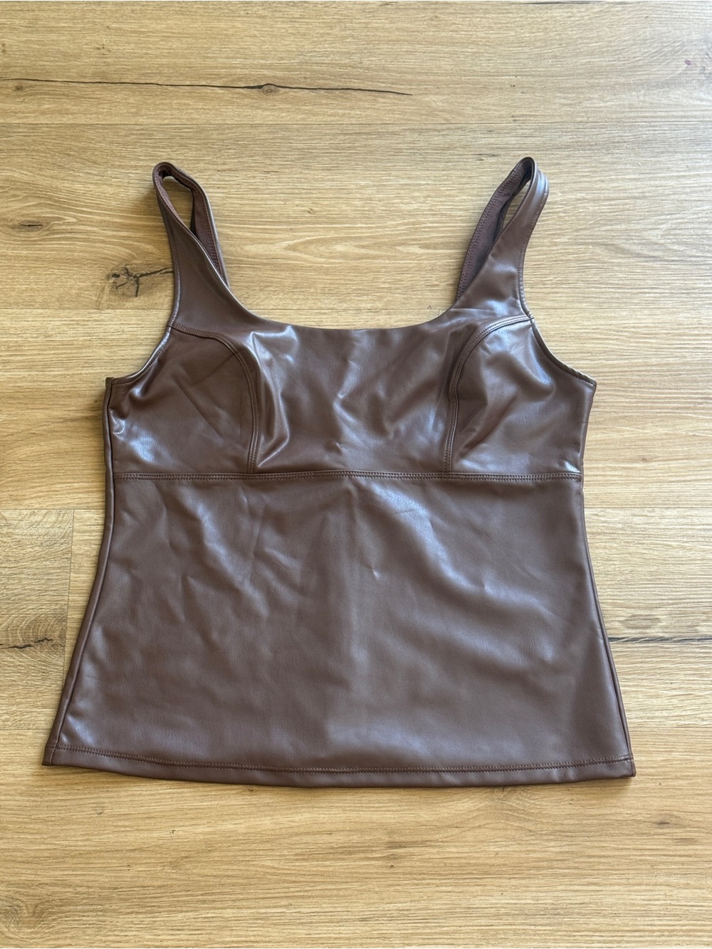sofia by sofia vergara Brown Faux Leather Tank Top- Medium